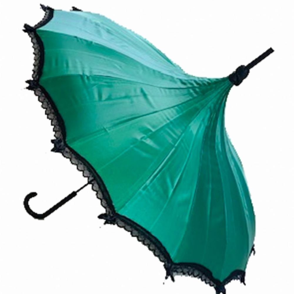 Green satin umbrella